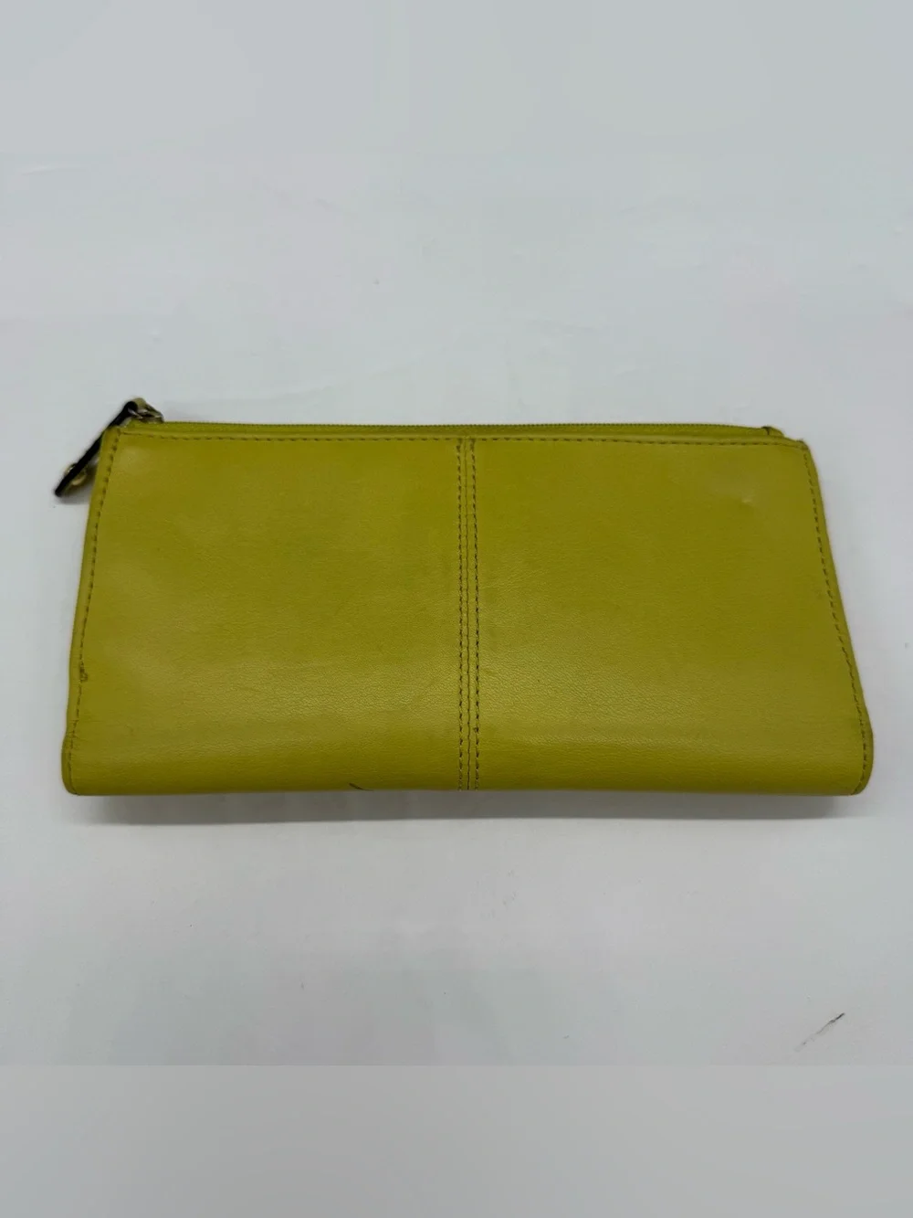 VTG Coach Trifold Soho Lime Green Wallet  Leather Soft Pleated  Y2K RARE